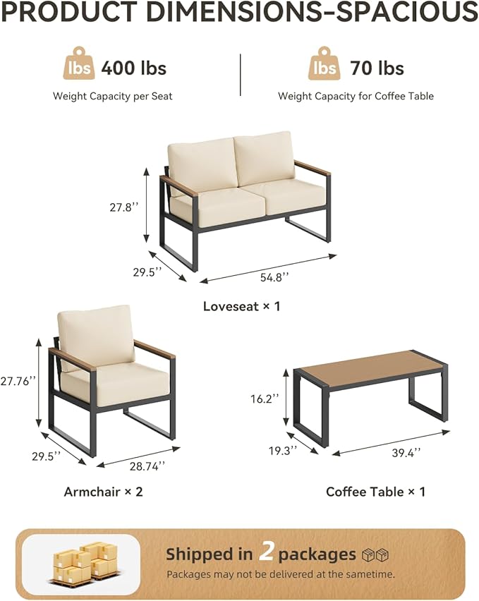 Aoxun Patio Furniture Set, 4 Piece Outdoor Patio Furniture - Image 7