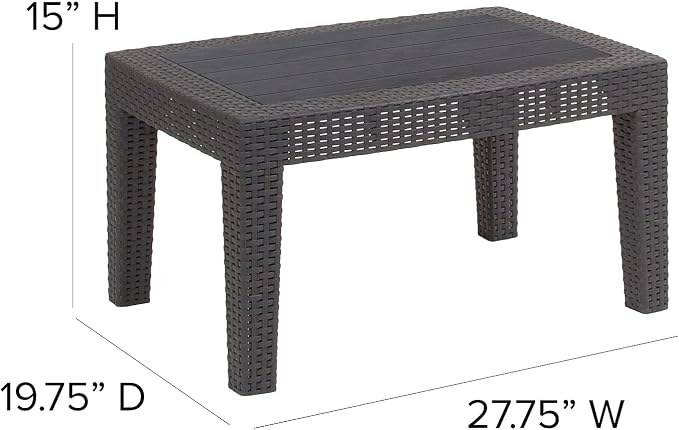 Flash Furniture Seneca Dark Gray Faux Rattan Coffee Table - Image 4