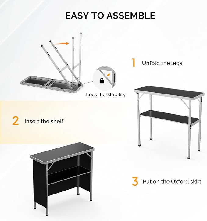 VINGLI Portable Bar Table, 2-Tier Shelves, Mobile Bar Table - Image 5