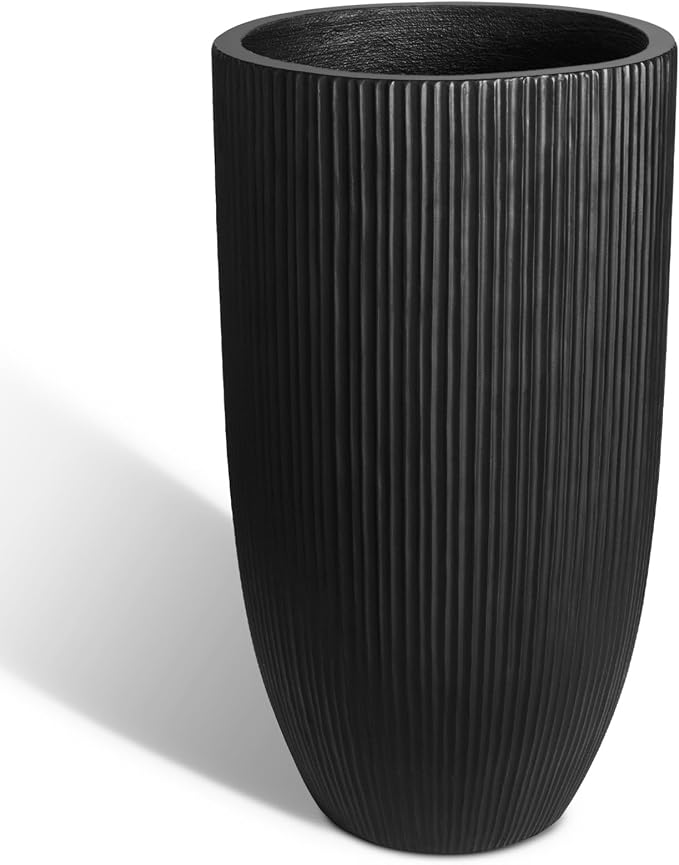Tall Planters for Outdoor Plants, Large Concrete Flower Pots for Garden Front by Heyzier