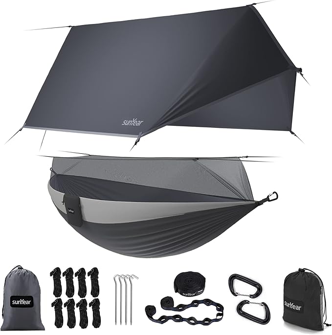 Sunyear Camping Hammock, Portable Single & Double Hammock by SleepSafeSwingFree