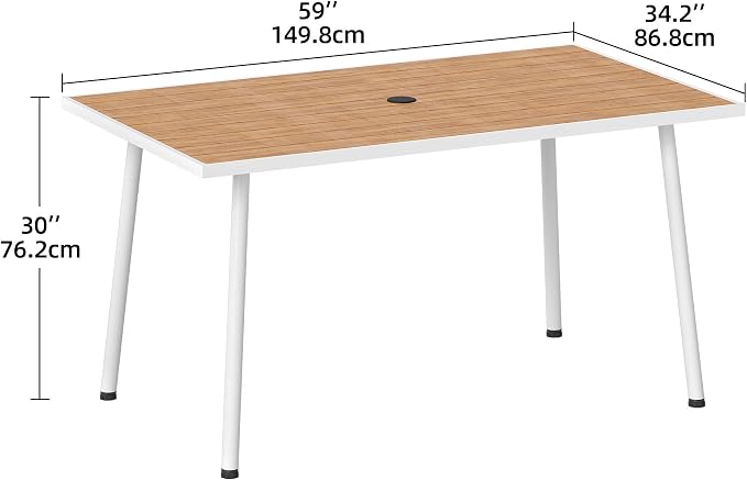 DWVO Patio Table Rectangle 59"x34.2", Patio Dining Table - Image 3