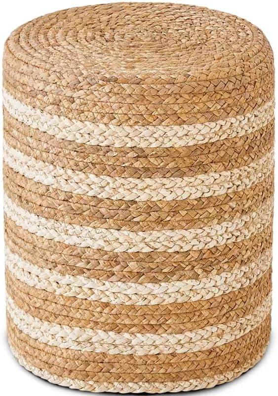 Wimarsbon Ottoman Natural Seagrass Foot Rest Stool Hand Weave Round Foot Stool by Wimarsbon