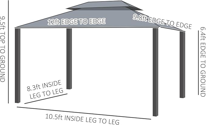 Outsunny 10' x 12' Hardtop Gazebo - Image 7