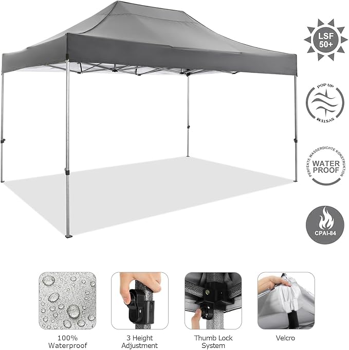 COBIZI 10x15 FT Pop up Canopy Tent, Heavy Duty Easy Up Commercial Outdoor Party - Image 2