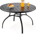 VEVOR Outdoor Patio Dining Table, 47 inch Round Metal Steel Slat Backyard by VEVOR