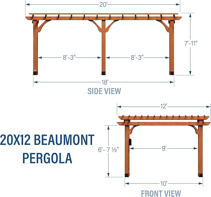 Backyard Discovery Beaumont 20' x 12' Traditional Cedar Wood Pergola Kit - Image 3