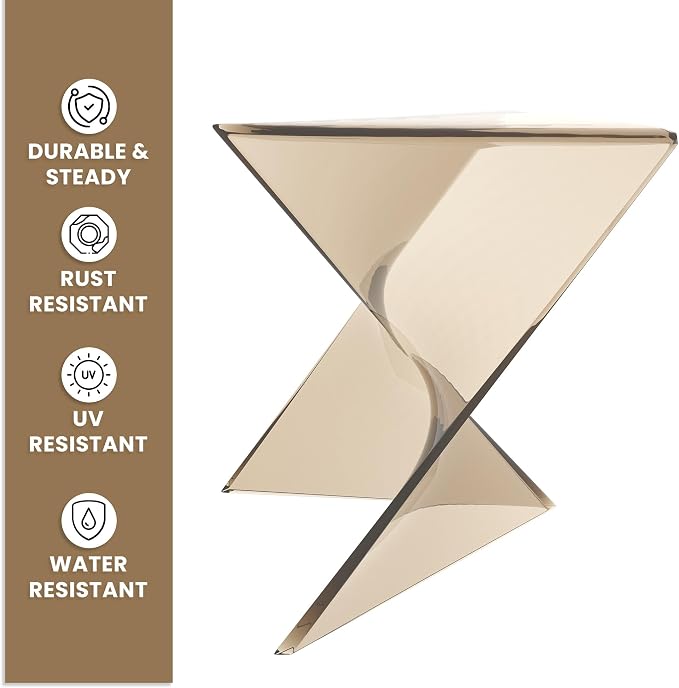 LeisureMod 15.75" Stackable Weather-Resistant Plastic Triangular Side Table - Image 6