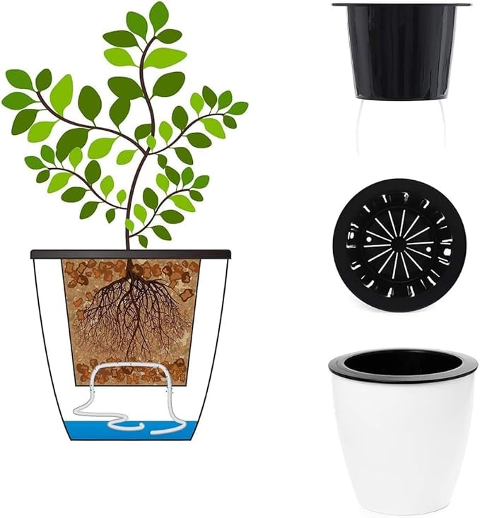 2 Pcs 3.5“ Self Watering Planter White Flower Pot, Flowers Plants, Small Mini - Image 6