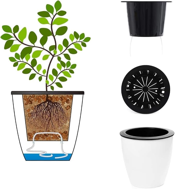 6 Pcs 3.5“ Self Watering Planter White Flower Pot, Flowers Plants, Small Mini - Image 6