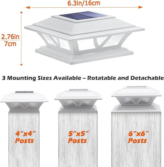 SIEDiNLAR Solar Post Lights Outdoor 2 Modes LED Fence Deck Cap Light - Image 4