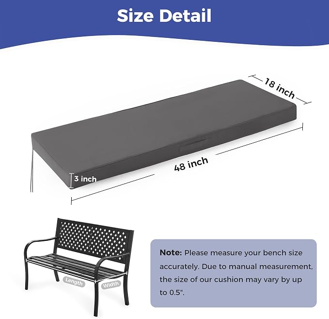 Outdoor Bench Cushions for Outdoor Furniture, Waterproof Bench Pillow, Fade - Image 5