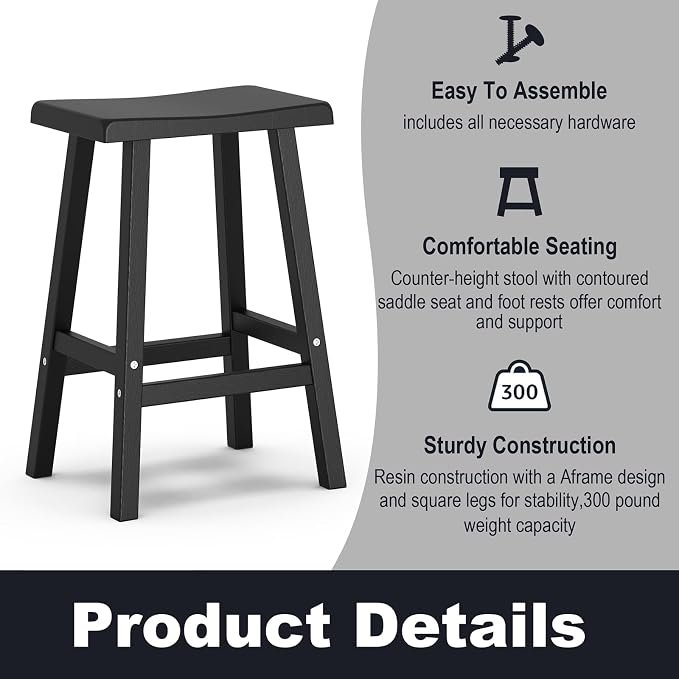 Bar Stools Set of 4, Waterproof UV-Resistant, Durable Resin Kitchen Island - Image 4