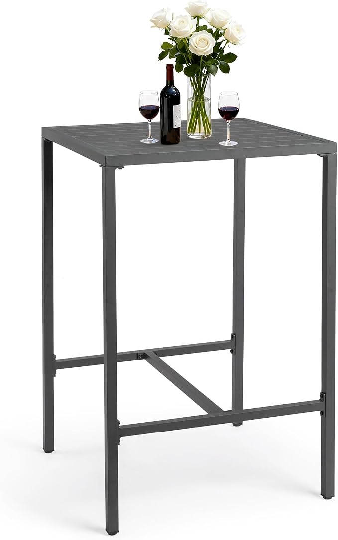 VINGLI 27 Inch Outdoor Bar Table, All-Weather Aluminum Patio Balcony Pub Table by VINGLI
