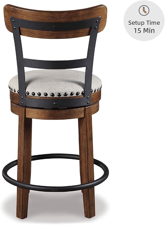 Signature Design by Ashley Valebeck Rustic Farmhouse Swivel Bar Stool – 24.5″ - Image 9