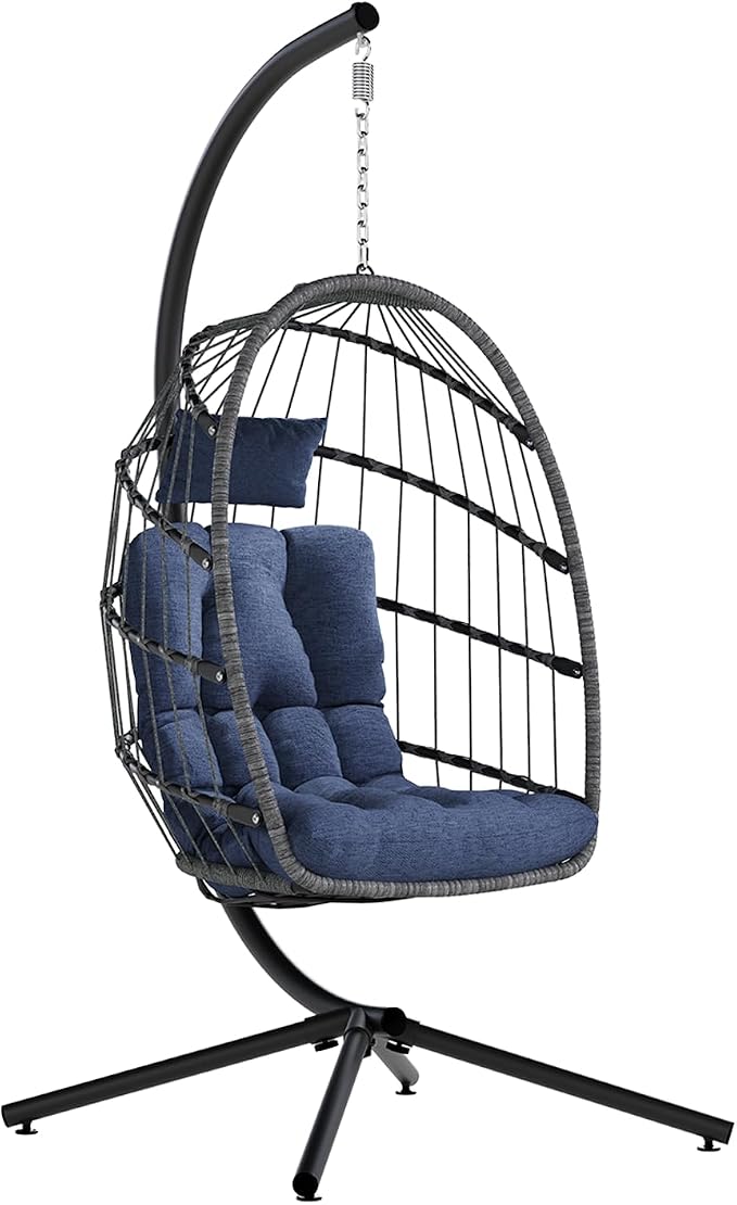 SWITTE Egg Chair Outdoor with Stand, Indoor Wicker Hanging Egg Swing Chair with by SWITTE