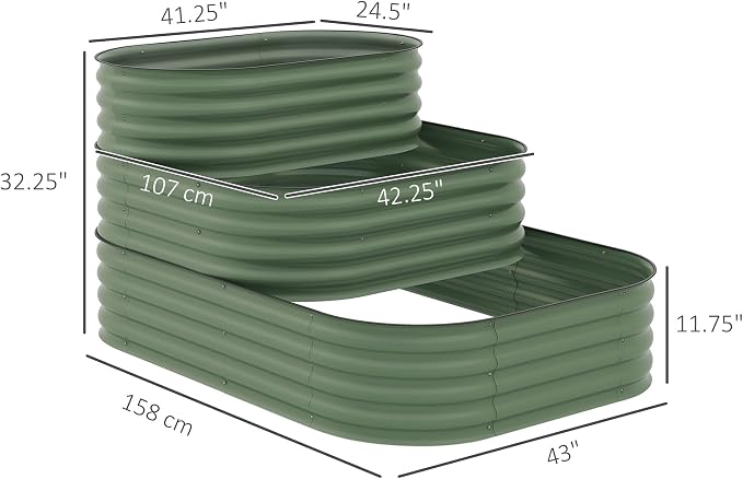 Outsunny 3-Tier Galvanized Steel Raised Garden Bed Kit, 62.25" x 43" x 32.25" - Image 5