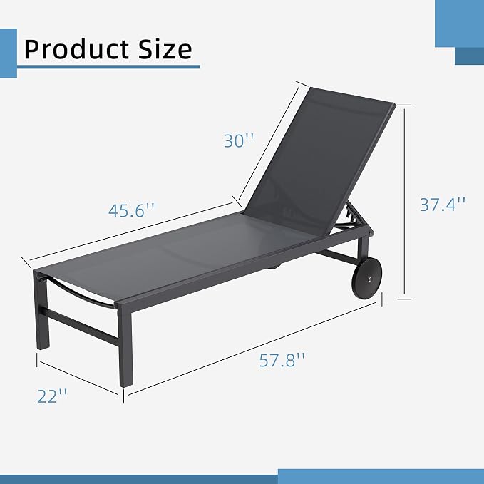 Shintenchi 2 PCS Outdoor Chaise Lounges Chair - Image 3