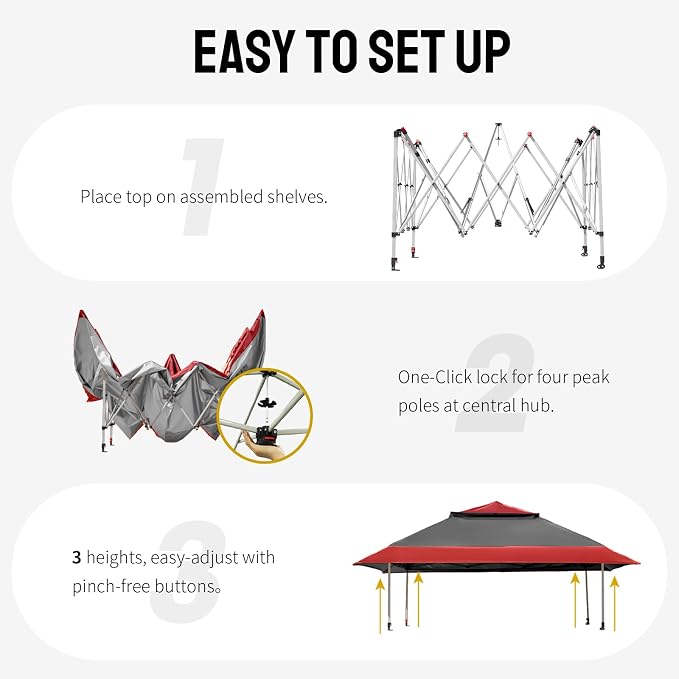 CROWN SHADES 11x11 Pop Up Gazebo, Patented One Push Outoor Canopy Tent - Image 4