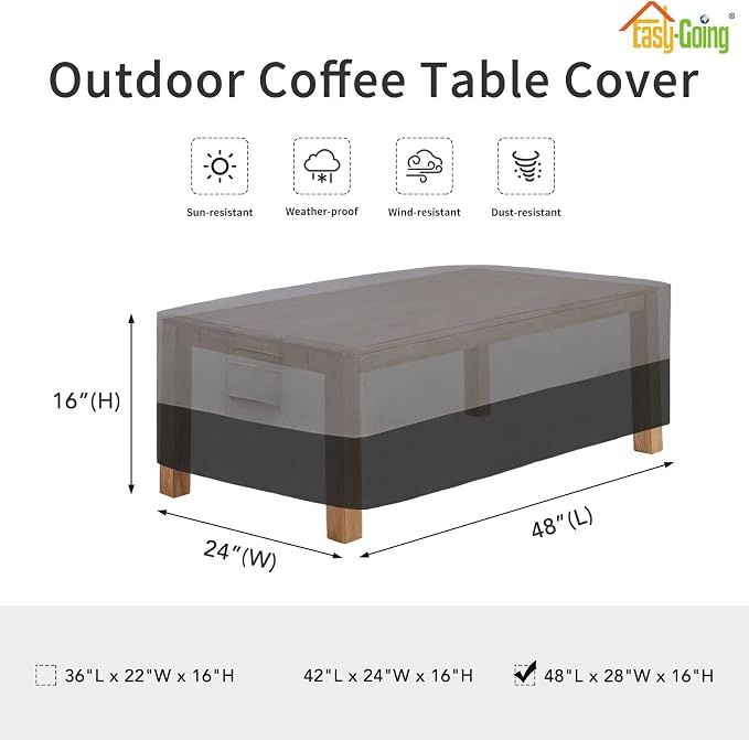 Easy-Going Patio Coffee Table Cover Small Outdoor Rectangular Table Cover - Image 2