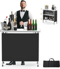 VINGLI Portable Bar Table, 3-Tier Shelves, Mobile Bar Table by VINGLI