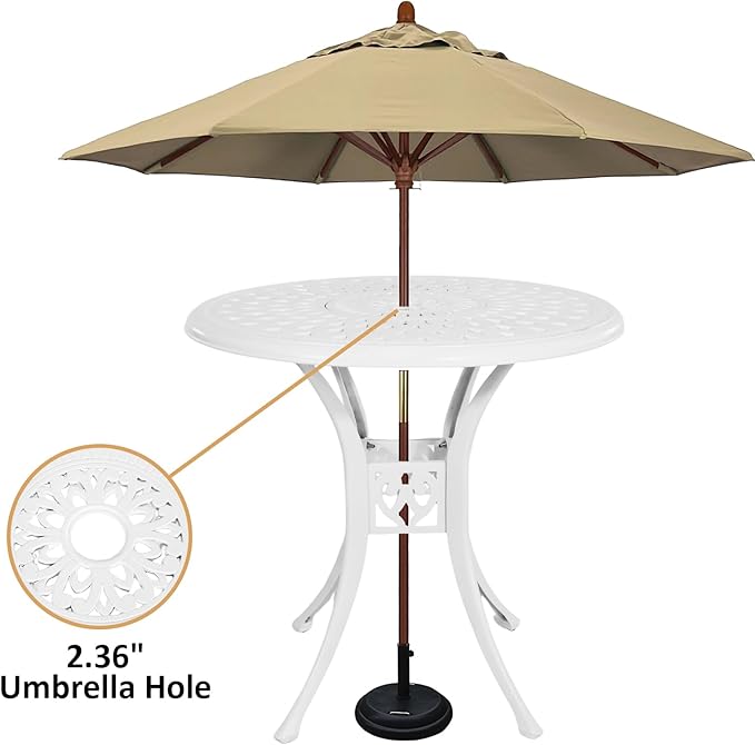 30.31" Outdoor Patio Dining Table, Cast Aluminum Bistro Table, Patio Furniture - Image 6