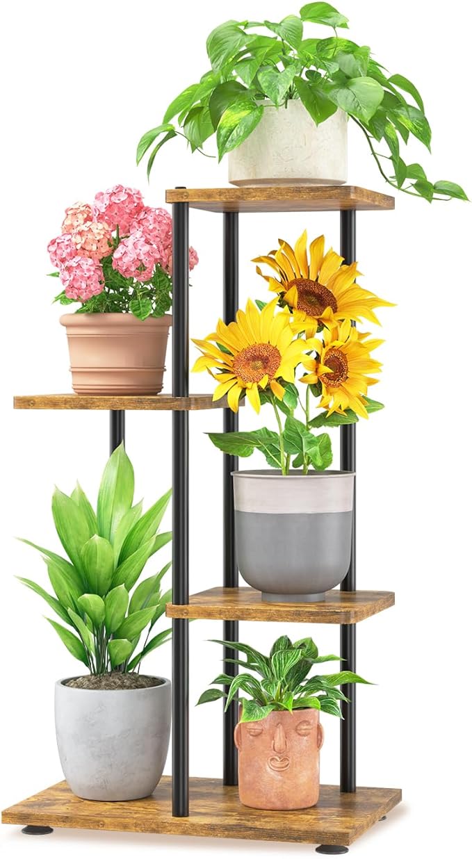 LASZOLA Black 3 Tiered Wood Plant Stand Indoor by LASZOLA