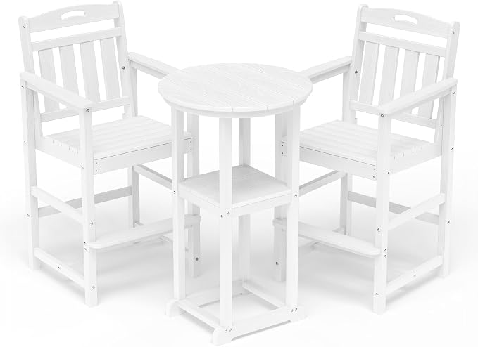 Outdoor Bistro Bar Set, Patio High Top Table and Bar Height Tall Adirondack - Image 9
