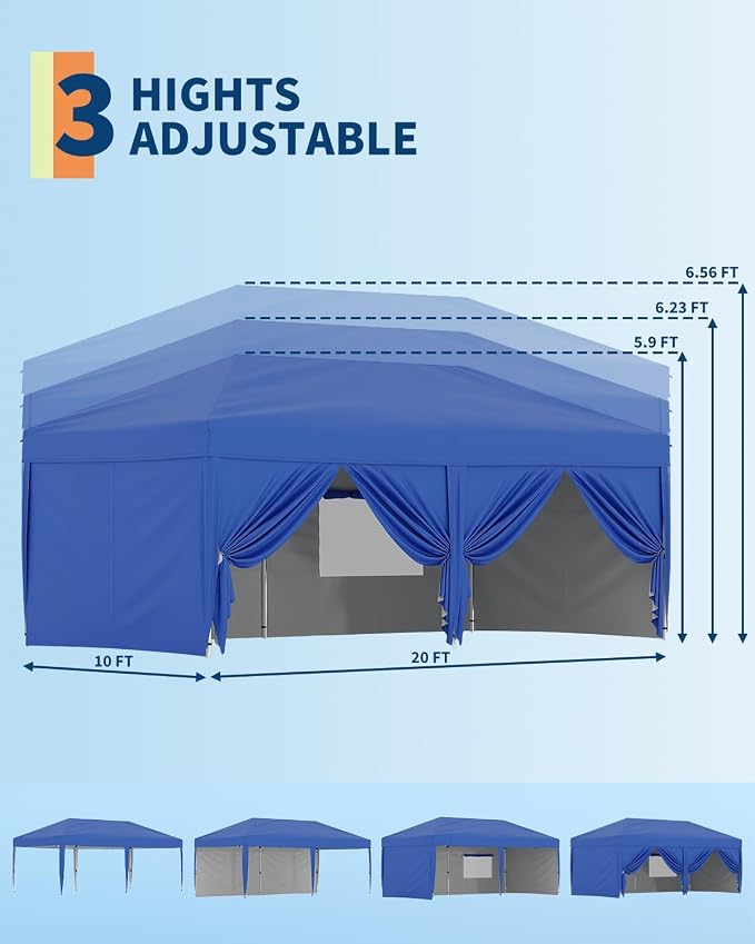 10X20 Pop Up Canopy Tent with 6 Sidewalls – Heavy Duty Commercial Instant - Image 7