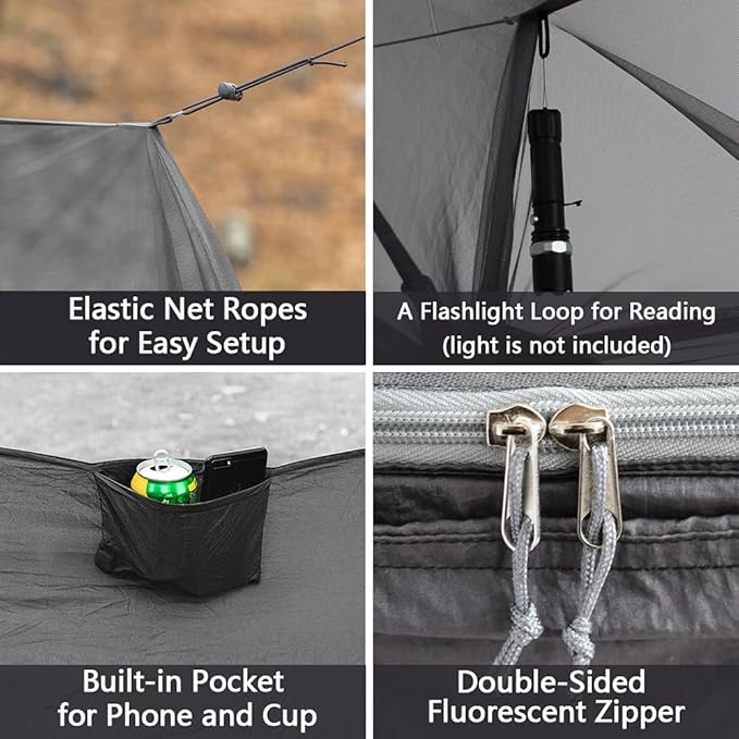 Sunyear Hammock Camping with Rain Fly Tarp and Net, Portable Camping Hammock - Image 5