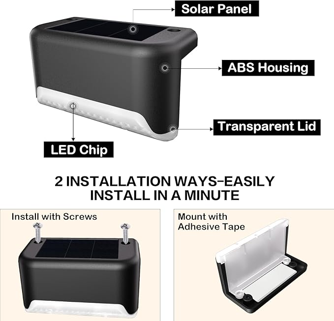 Solar Deck Lights Outdoor, Waterproof LED Solar Lights - Image 8