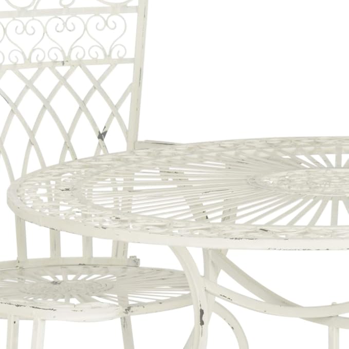 Safavieh Outdoor Collection Thessaly Antique White 5 Piece Patio Set - Image 6