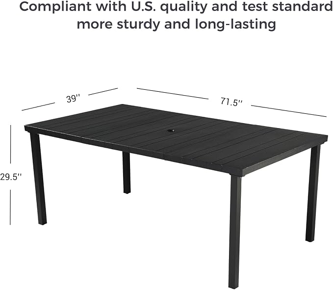 Grand patio Outdoor Dining Set for 6, Metal Woven Wicker Fixed Patio Chairs - Image 5