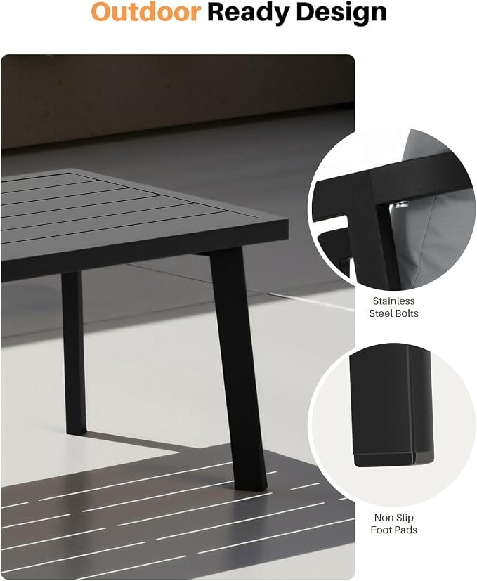 Patio Coffee Table, Never-Rust Aluminum Outdoor Coffee Table - Image 8