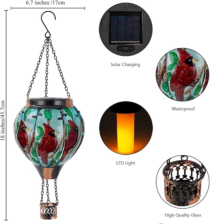2 PCS Cardinal Hot Air Balloon Solar Lantern - Image 5