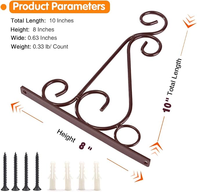 KABB Hanging Plant Bracket, Indoor Outdoor Rustic Home Decor, Coffee Color - Image 2