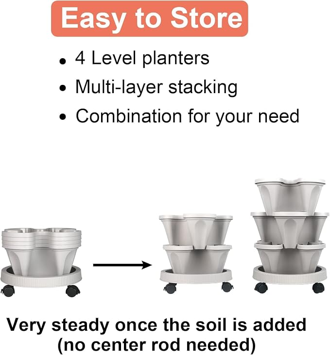 Vertical Planter 4 Tier Stackable Planters Garden Planters Strawberry Herb - Image 7