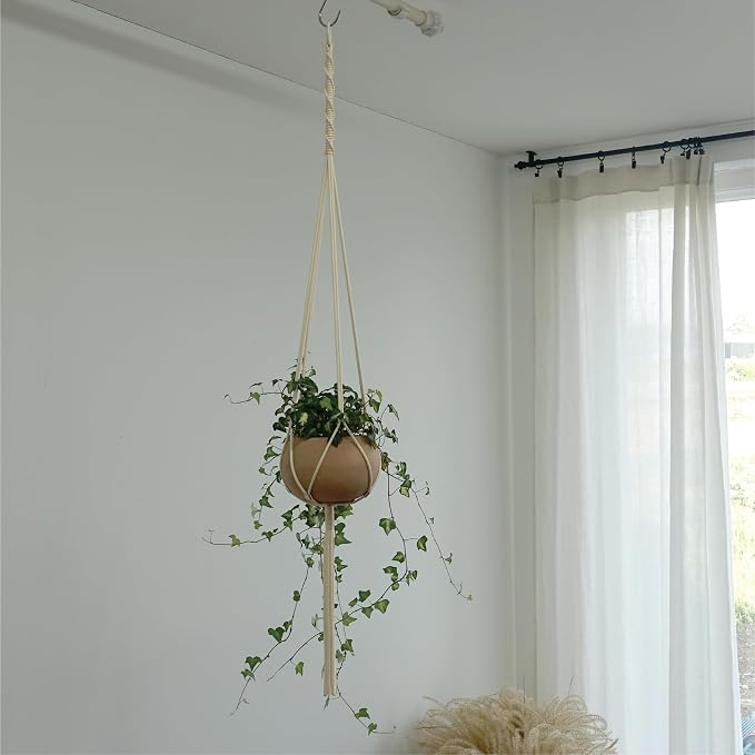 Macrame Plant Hanger Polyester Rope 42 Inch Outdoor Indoor Adjustable Hanging - Image 2