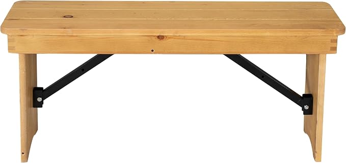 Flash Furniture HERCULES 40" x 12" Folding Farm Bench, Solid Pine Entryway - Image 9