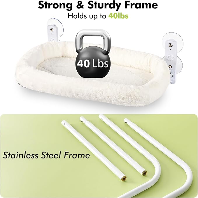 AMOSIJOY Cordless Cat Window Perch, Window Hammock - Image 6