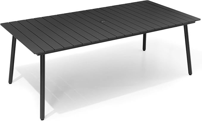 83" Patio Outdoor Dining Table for 6-8, Weather-Resistant Wood-Grain Top by VredHom