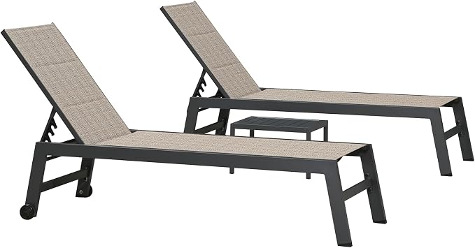 PURPLE LEAF Outdoor Chaise Lounge Set of 2 Aluminum Patio Lounge Chair - Image 9
