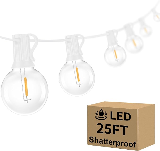 Bosceos Outdoor G40 LED Globe String Lights 25FT Dimmable Shatterproof by BestChoiceforYourLife