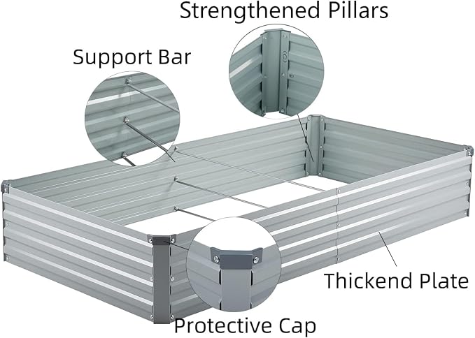 2 Pack 8x4x1FT Galvanized Raised Garden Bed Kit, Outdoor Metal Planter Box - Image 4
