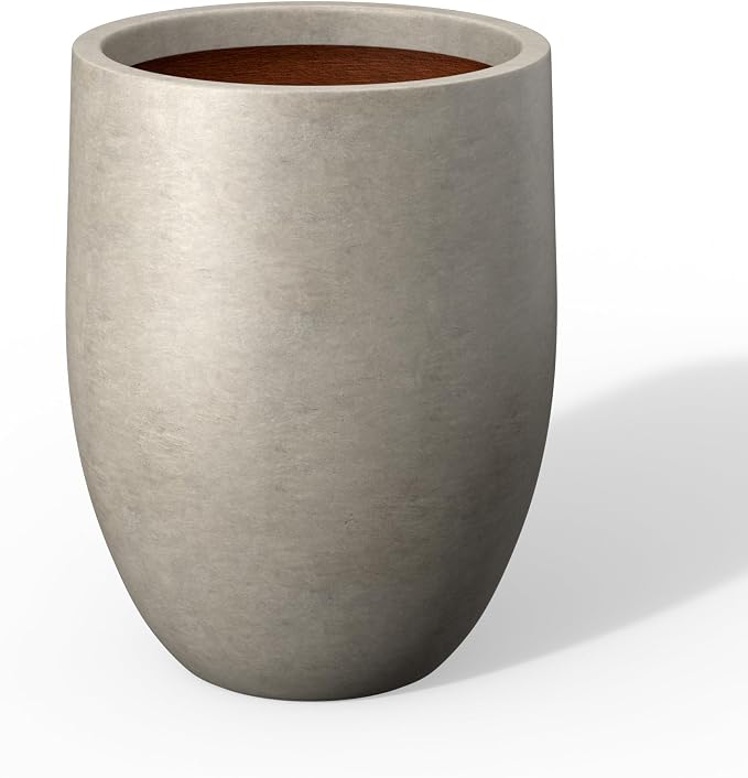 Kante 21.7 Inch Tall Concrete Planter, Large Indoor Outdoor Plant Pot by Kante