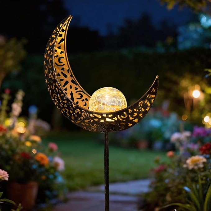 TAKE ME Moon Solar Lights for Women Garden Outdoor Decor Waterproof Metal Solar by TAKEME