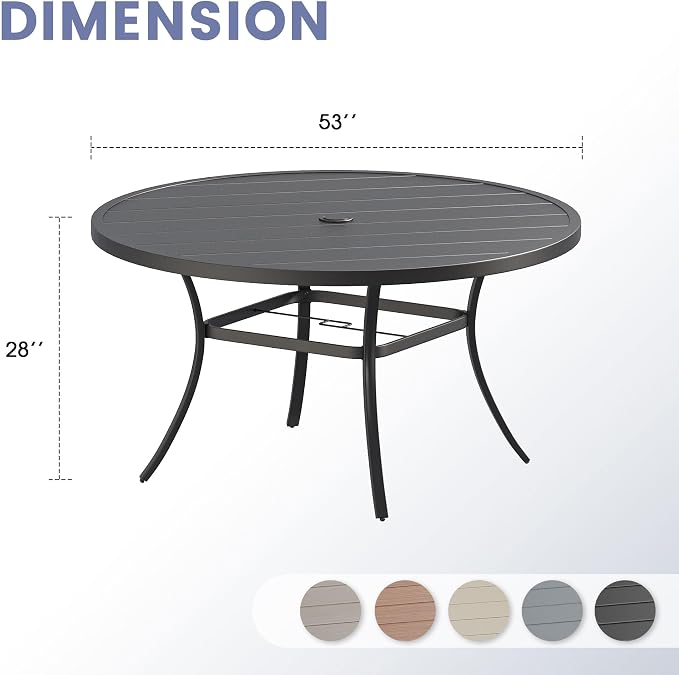 VICLLAX 53" Round Patio Table, Outdoor Dining Table - Image 3