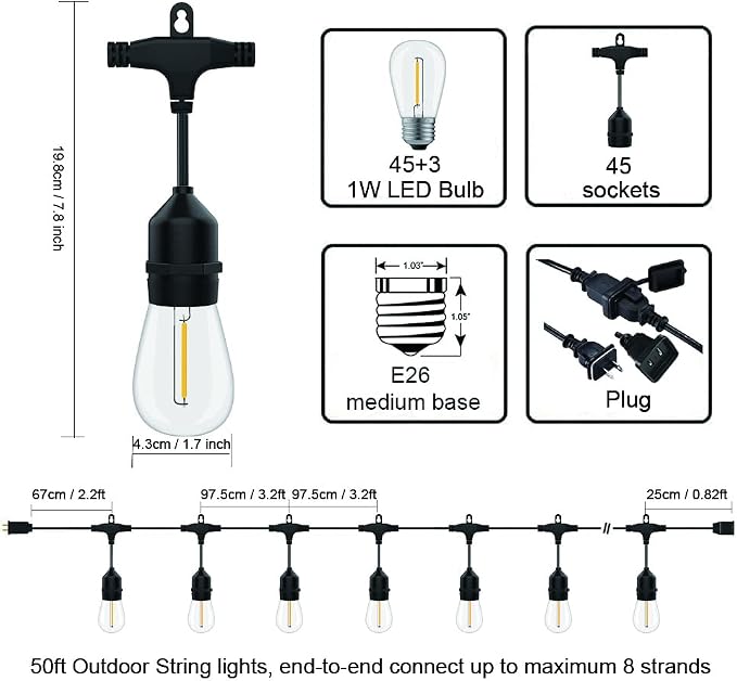 SUFEIMAS Outdoor String Lights LED 150FT - Image 3