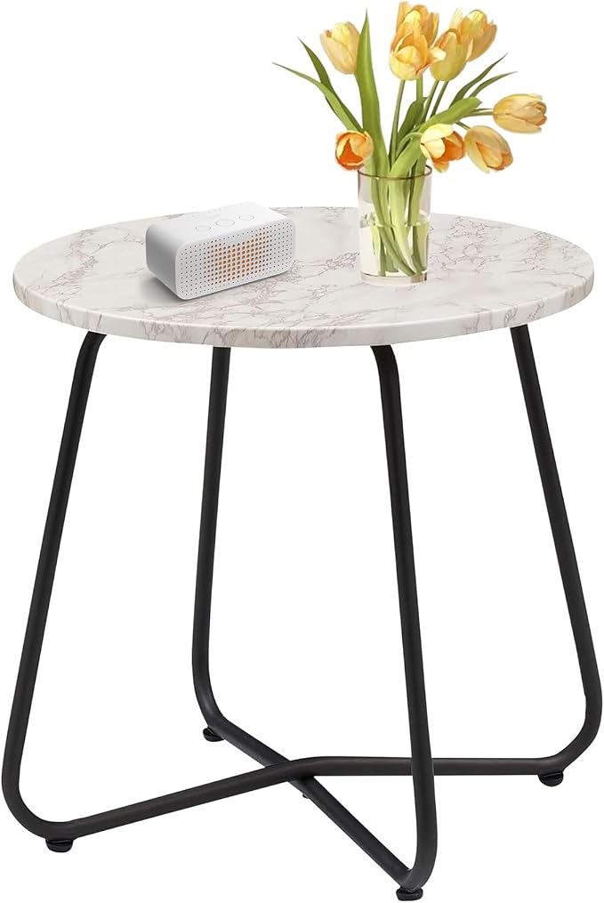 VECELO Outdoor Side Table, 17.7 inch Patio Small Round End Table, Waterproof by VECELO