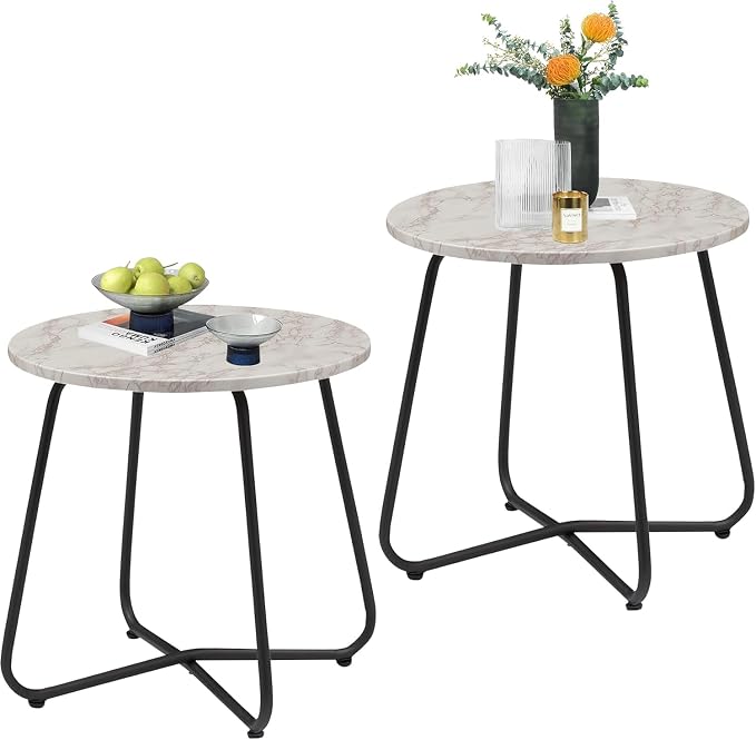 VECELO Outdoor Side Table, 17.7 inch Patio Small Round End Table, Waterproof - Image 8